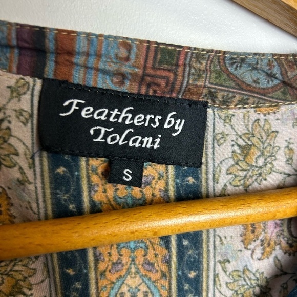 Feathers by tolani Blouse top S Modal Cotton Lightweight Bohemian Whimsigoth - Picture 7 of 13